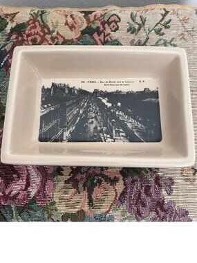 Vintage 2002 Square Nest Paris France Ceramic Trinket Dish Rue de Rivoli Louvre